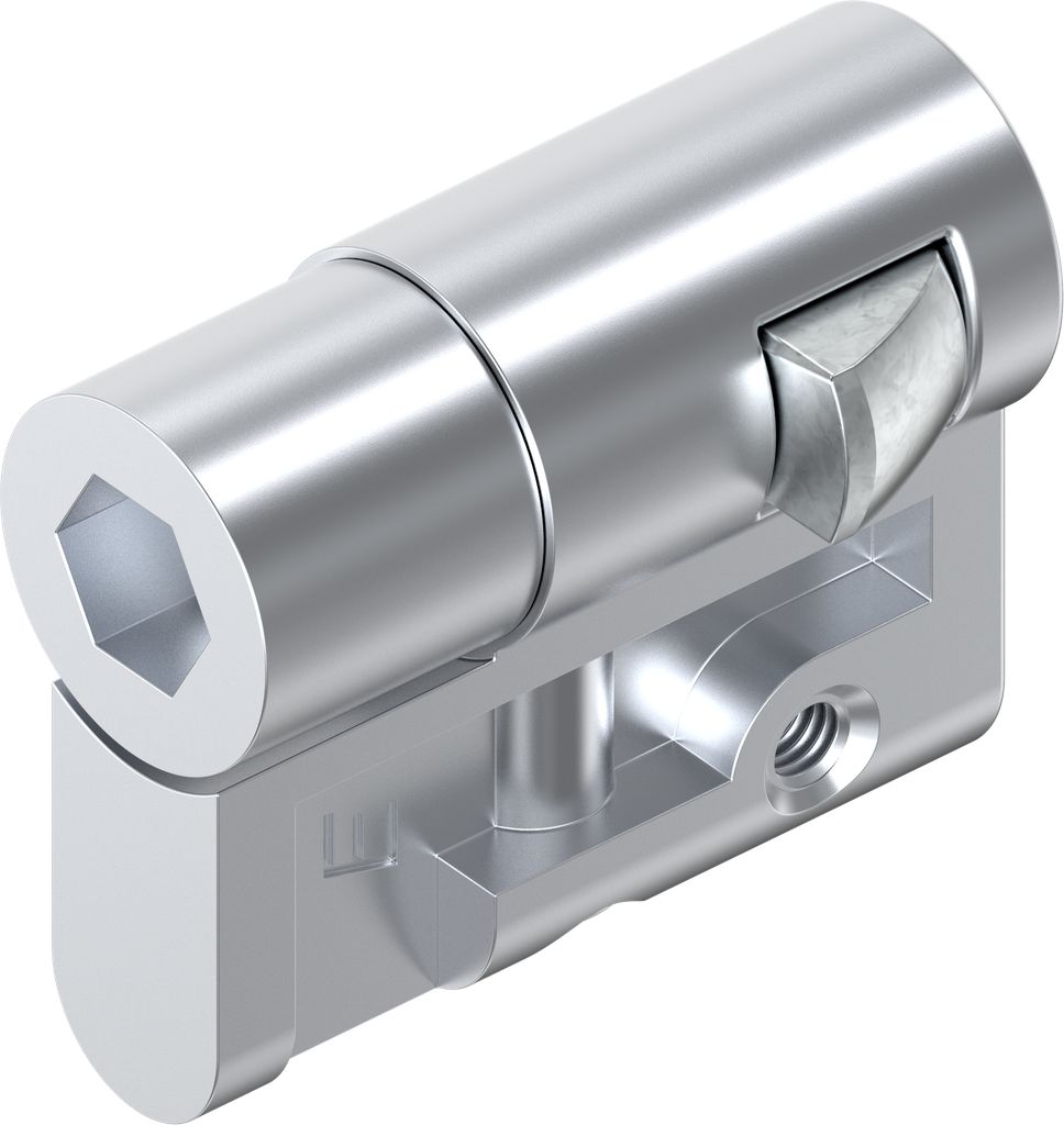 Profile half cylinder with insert hexagon female SW8, Zinc die chrome-plated