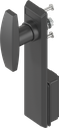 Escutcheon with T-handle, non-keyed, Polyamide black and zinc die black powder-coated