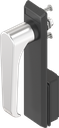 Escutcheon with L-handle, non-keyed, Stainless steel and polyamide black