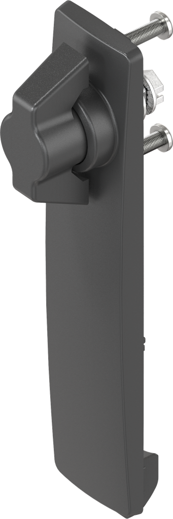 Escutcheon long with wing knob, non-keyed, Polyamide black and zinc die black powder-coated