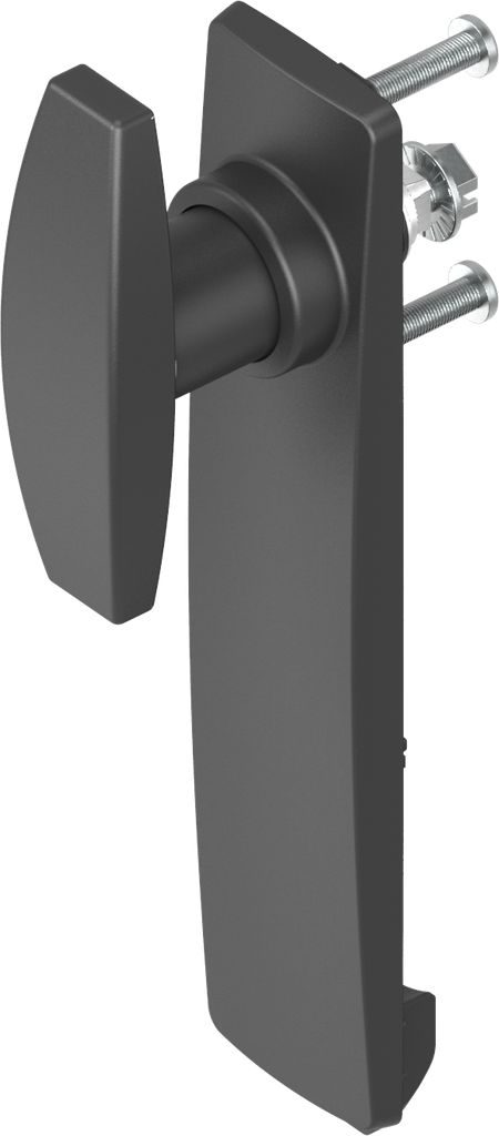 Escutcheon long with T-handle, non-keyed, Polyamide black and zinc die black powder-coated