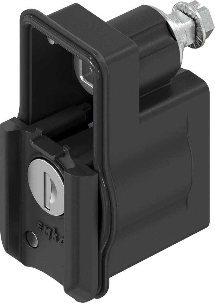 Locking set, left version, with round cylinder EK 333, Zinc die black powder-coated for outdoor use