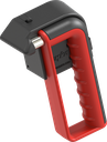 Emergency hammer with hand protection and holder with theft protection, Steel and poylamide red