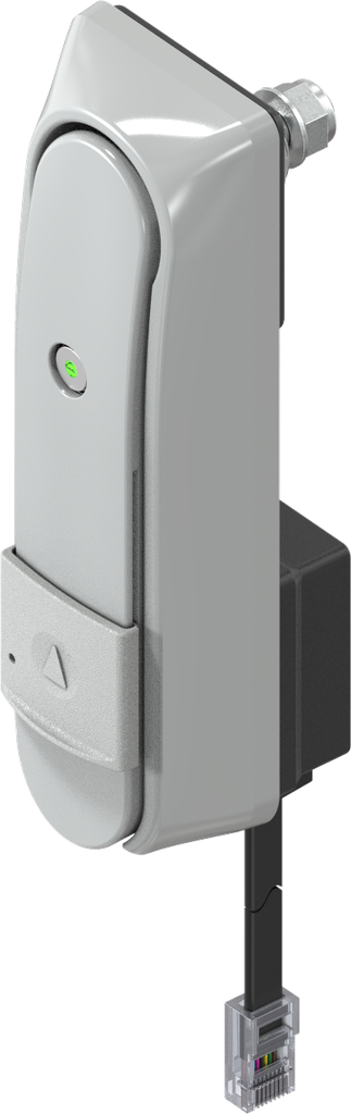 Swinghandle "short" with RC2, with electromechanical release and for KABA type 1514, Zinc die grey powder-coated RAL 7038