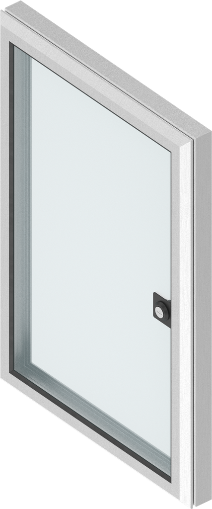 Aluminium window with 30 mm frame with cylinder quarter turn at the front, keyed EK 333, Aluminium anodized