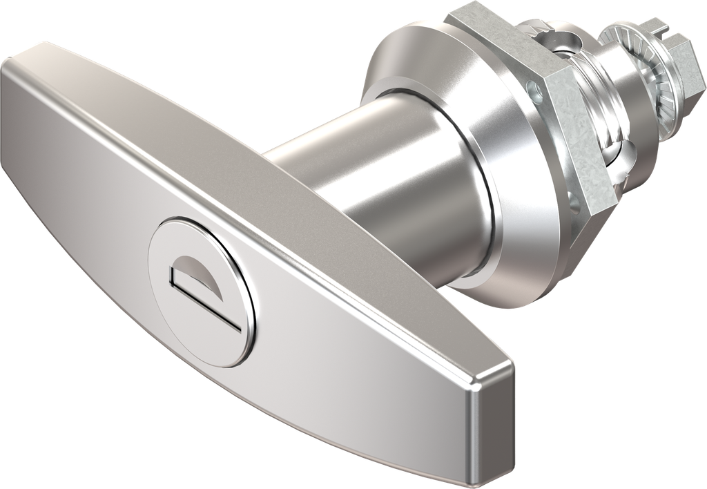 T-handle quarter turn, keyed EK 333, Zinc die chrome-plated