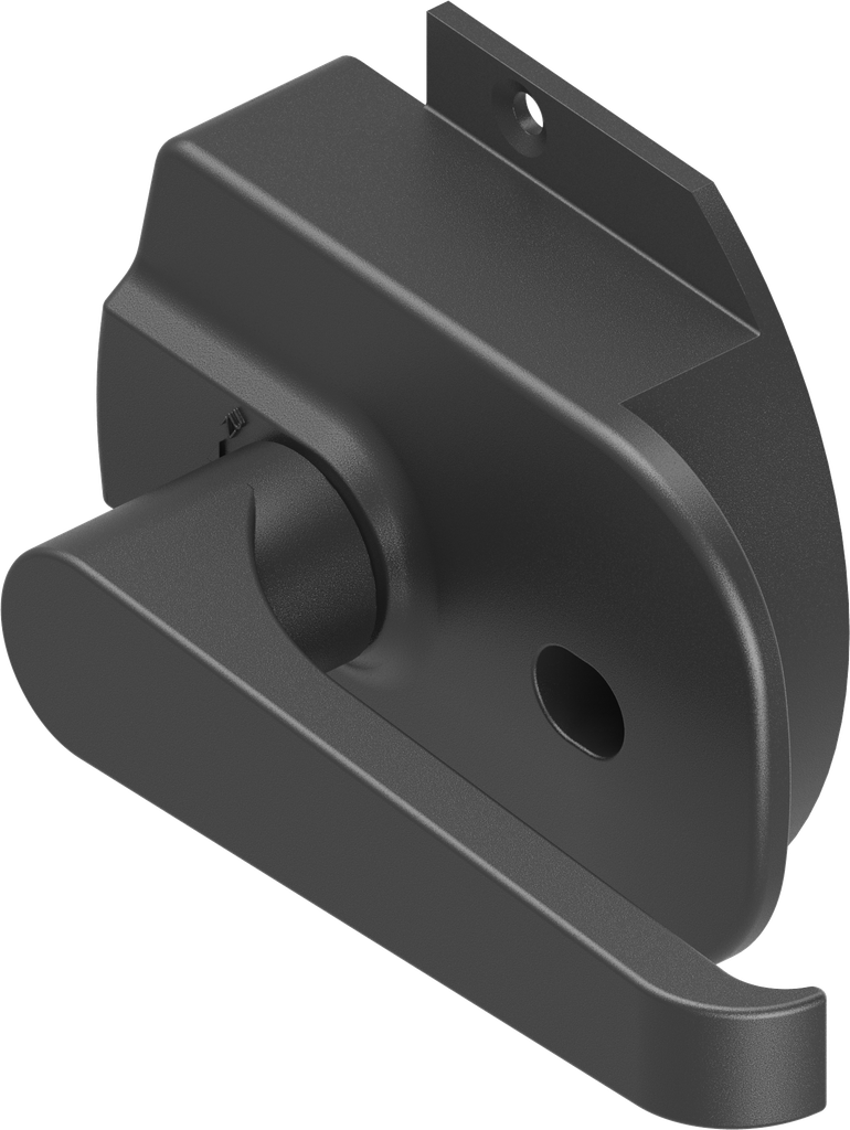Prominent door lock with L-handle, non-keyed, Zinc die black powder-coated
