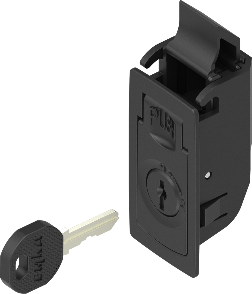 Side panel latch, keyed different, Polyamide GF black