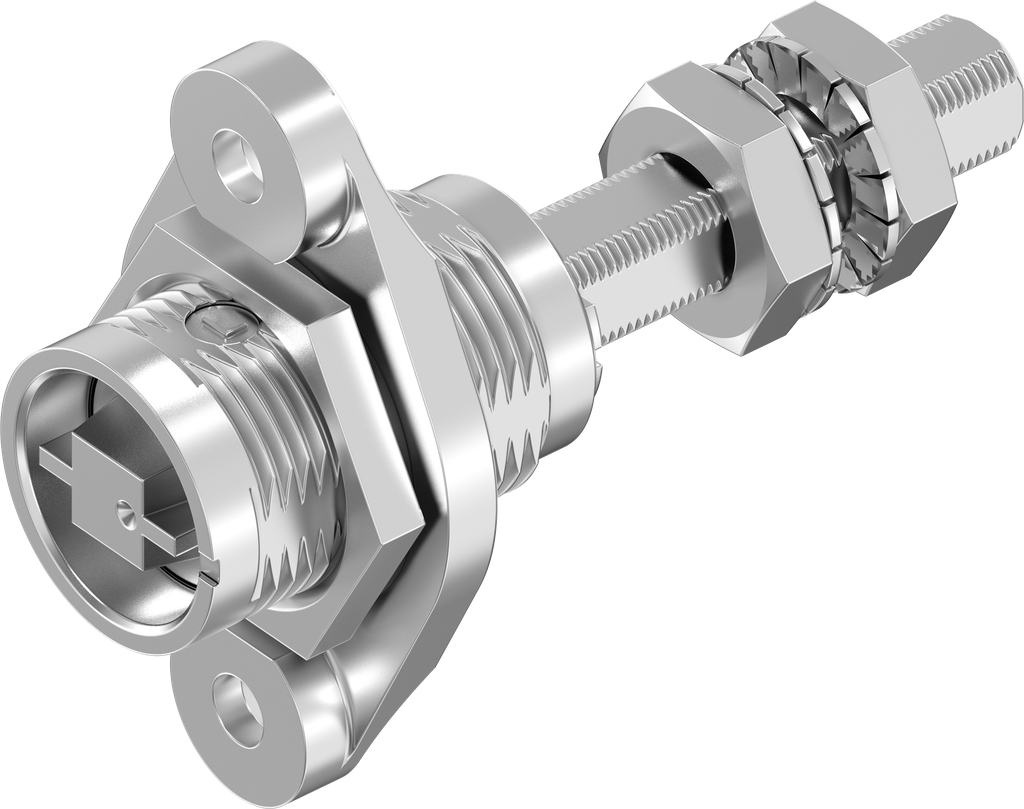 Compression latch for flush mounting version railway with outer rack, left version, Stainless steel AISI 316