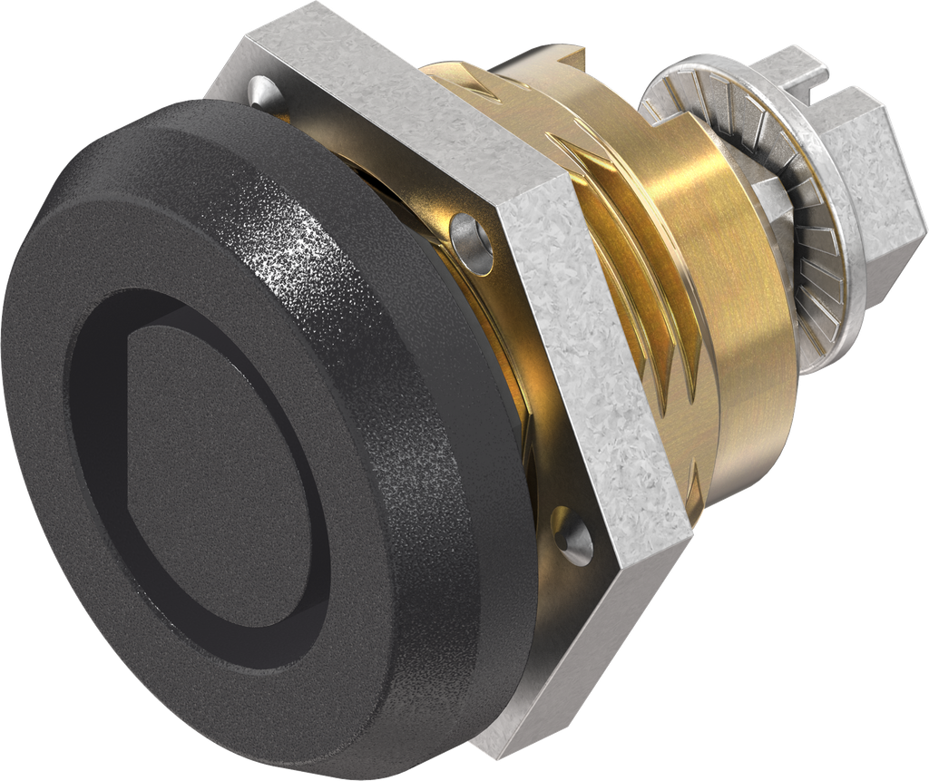 Safety quarter turn Eastern Europe Ø 13 half-round, Brass and zinc die black powder-coated